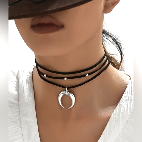 Celestial Nights Layered Moon Choker Necklace - Picture 1 of 5